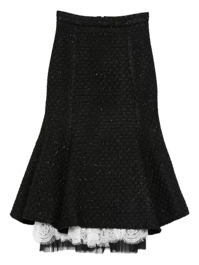 Miau By Clara Rotescu Zion Lace-trim Midi Skirt In Black
