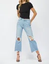 Mica Denim 90s Vintage Crop Flare Jeans In Dusty Indigo In Blue