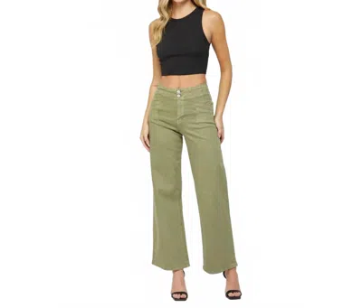 Mica Denim Beck High Rise Wide Leg Denim Jeans In Olive In Green