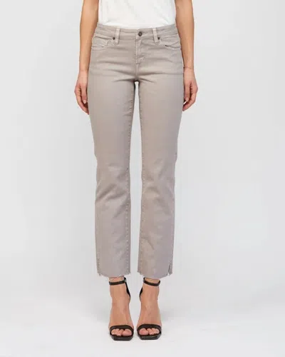 Mica Denim Bottom Slit Pants In Fossil In Black