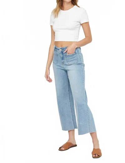 Mica Denim Cropped Wide Leg Jeans In Denim In Blue
