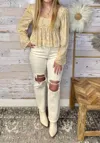 Mica Denim Distressed Dad Jean In Ecru In White