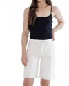 Mica Denim Frayed Hem Bermuda Shorts In Cream