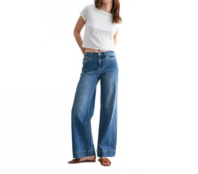 Mica Denim Harper Mid Rise Trouser Hem Denim Jeans In Bismark In Blue