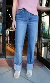 Mica Denim High Rise Cuff Jeans In Blue In Blue