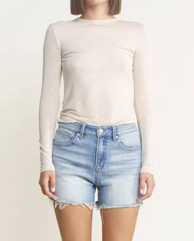 Mica Denim High Rise Frayed Hem Shorts In Cool Indigo