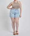 Mica Denim High Rise Midi Stretchê Shorts In Anthemis In Multi