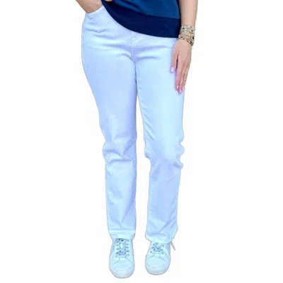 Mica Denim High Rise Slim Straight Leg Pants In Dutch White In Multi