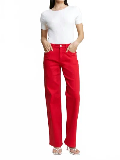Mica Denim High Rise Straight Leg Jeans In Lava In Red
