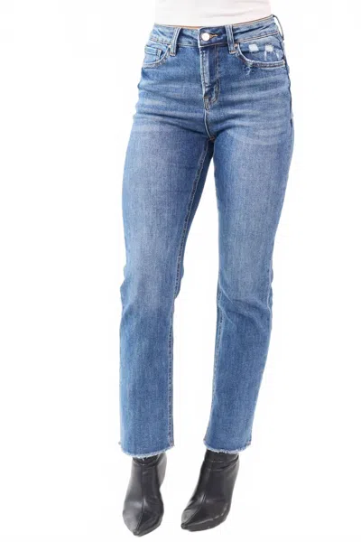 Mica Denim High Rise Straight Leg Jeans In Medium Wash In Blue