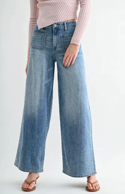 Mica Denim High Rise Wide Leg Jeans In Blue In Black