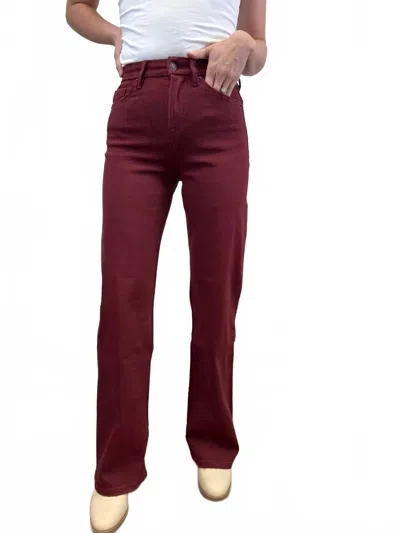Mica Denim High Rise Wide Leg Jeans In Burgundy In White