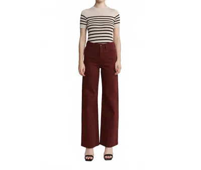 Mica Denim High Rise Wide Leg Jeans In Deep Burgundy In Multi