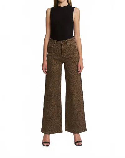 Mica Denim High Rise Wide Leg Leopard Jeans In Brown