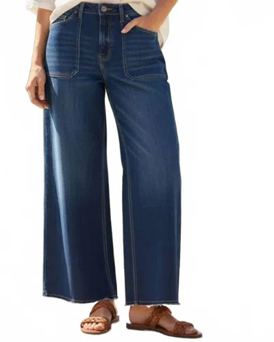 Mica Denim High Rise Wide Leg Patch Pocket Jeans In Nice Blue