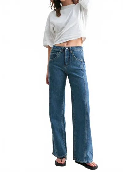 Mica Denim High Rise Wide Leg Side Panel Jeans In Chathams Sea In Blue