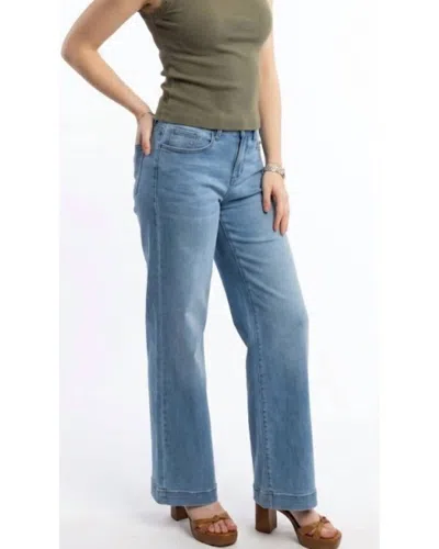 Mica Denim High Rise Wide Leg Trouser Hem Denim Jean In Space Blue