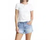 Mica Denim High Waist Raw Hem Denim Shorts In Very Azure