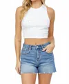 Mica Denim Mattie High Rise Cut Off Shorts In Blue In Blue