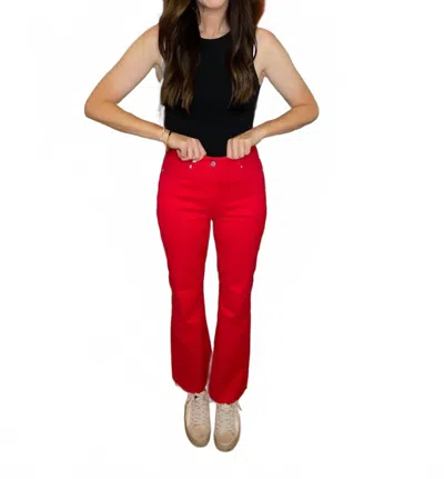 Mica Denim Mica Anchor Ankle Flare Jeans In Red