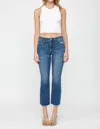 Mica Denim Mid Rise Boot Cut Crop Jeans In Medium Blue