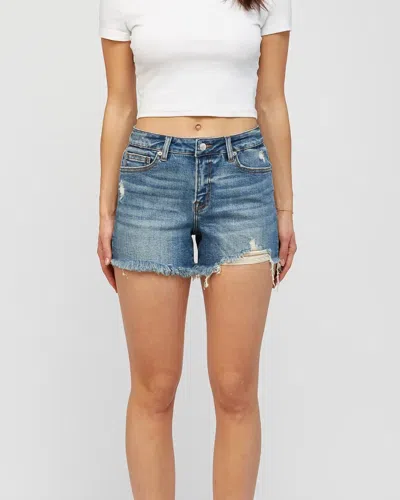 Mica Denim Mid Rise Classic Shorts In Blue