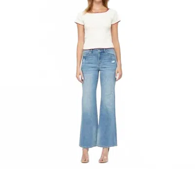 Mica Denim Mid Rise Slight Flare Jeans In Gallimard In Blue