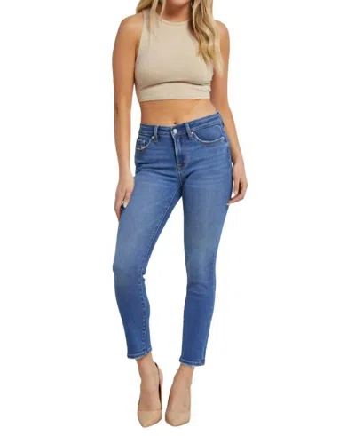 Mica Denim Mid-rise Cigarette Ankle Jeans In Citrine In Blue