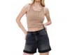 Mica Denim Mom Double Cuff Denim Shorts In Kisi