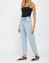 Mica Denim Paperbag Super High Rise Mom Jeans In Clandestine In Multi