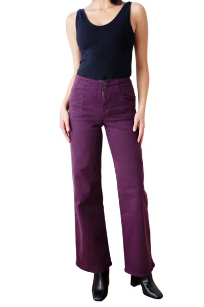 Mica Denim Petunia High Rise Wide Leg Jeans In Plum In Pink