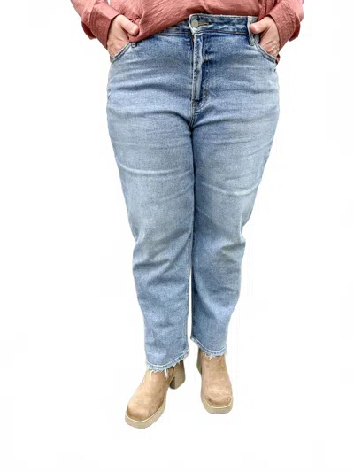Mica Denim Skylar Super High Straight Fit Jeans In Medium Blue