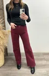 Mica Denim Stretch High Rise Wide Leg In Wine