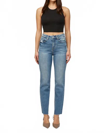 Mica Denim Super High Rise Straight Leg Denim In Blue In Black