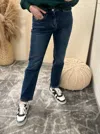 Mica Denim Super High Wedge Straight Leg In Dark
