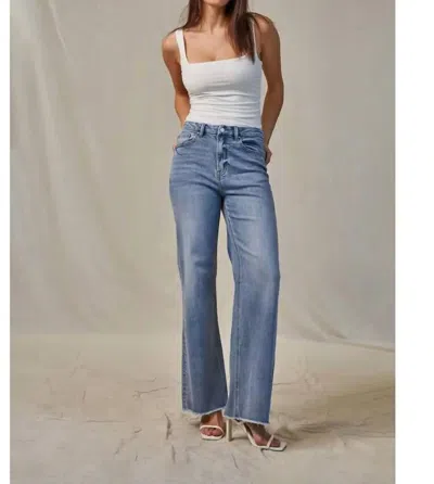 Mica Denim Super High Wide Leg Super Soft Jeans In Ciel Bleu