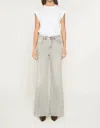 Mica Denim Super High Wide Leg With Raw Hem Pants In Gray