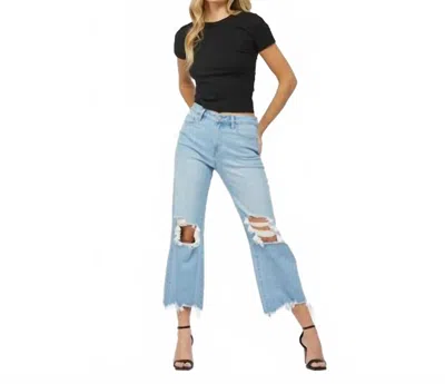 Mica Denim Vintage Crop Flare Jeans In Dusty Indigo In Blue