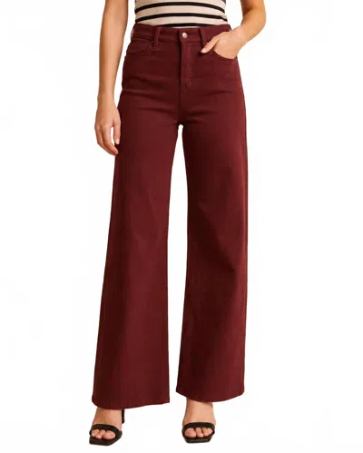 Mica Denim Wesley Wide Leg Pants In Maroon In Red