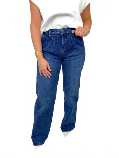 Mica Perfect Pleat Wide Leg Jeans In Blue