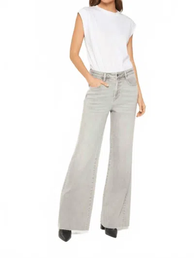 Mica Raw Hem Wide Leg Jeans In Platinum Grey In Gray