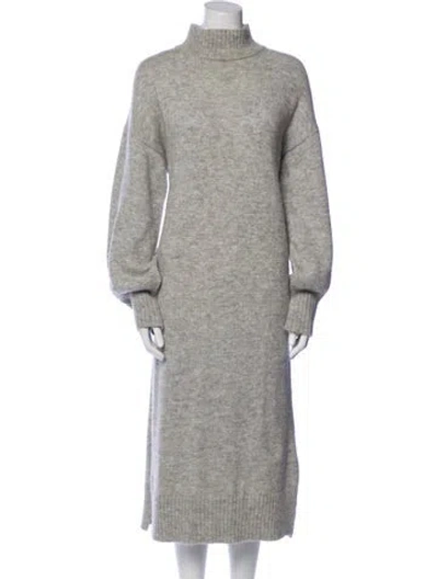 Pre-owned Micaela Greg Baby Alpaca Midi Length Dress In Gray