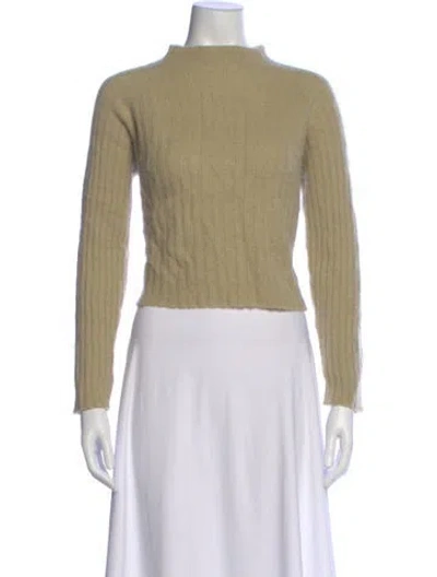 Pre-owned Micaela Greg Baby Alpaca Mock Neck Sweater In Neutral