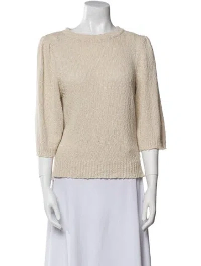 Pre-owned Micaela Greg Bateau Neckline Sweater In Neutral