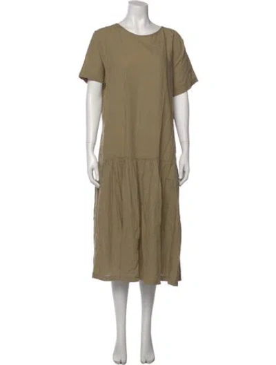 Pre-owned Micaela Greg Crew Neck Midi Length Dress In Neutral