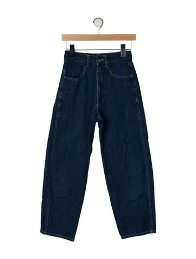 Pre-owned Micaela Greg High-rise Straight Leg Jeans In Blue