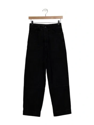 Pre-owned Micaela Greg High-rise Wide Leg Jeans In Black