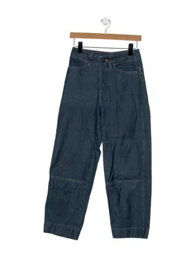 Pre-owned Micaela Greg High-rise Wide Leg Jeans In Blue