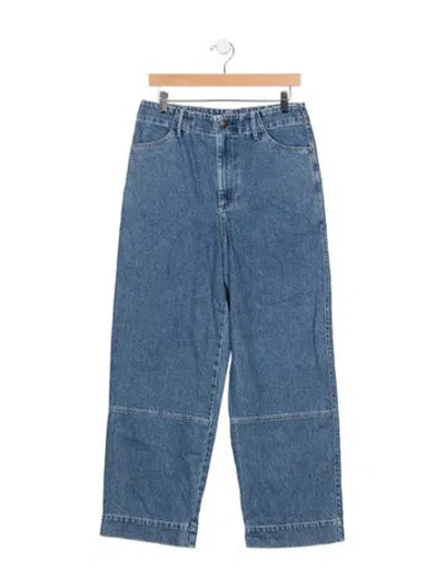 Pre-owned Micaela Greg High-rise Wide Leg Jeans In Blue