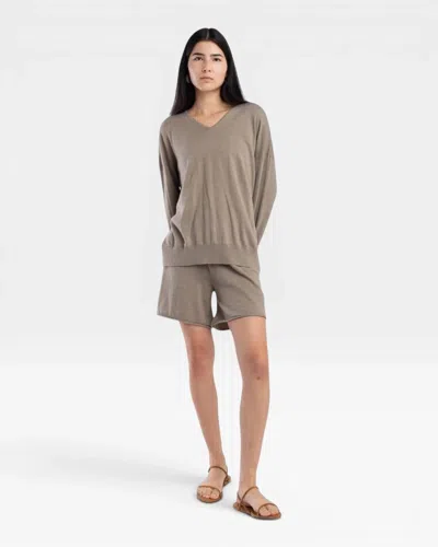 Micaela Greg Long Shorts In Fog Green In Brown